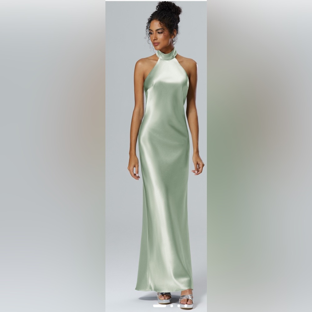 COPY - AW Sage Green Satin Charmeuse dress